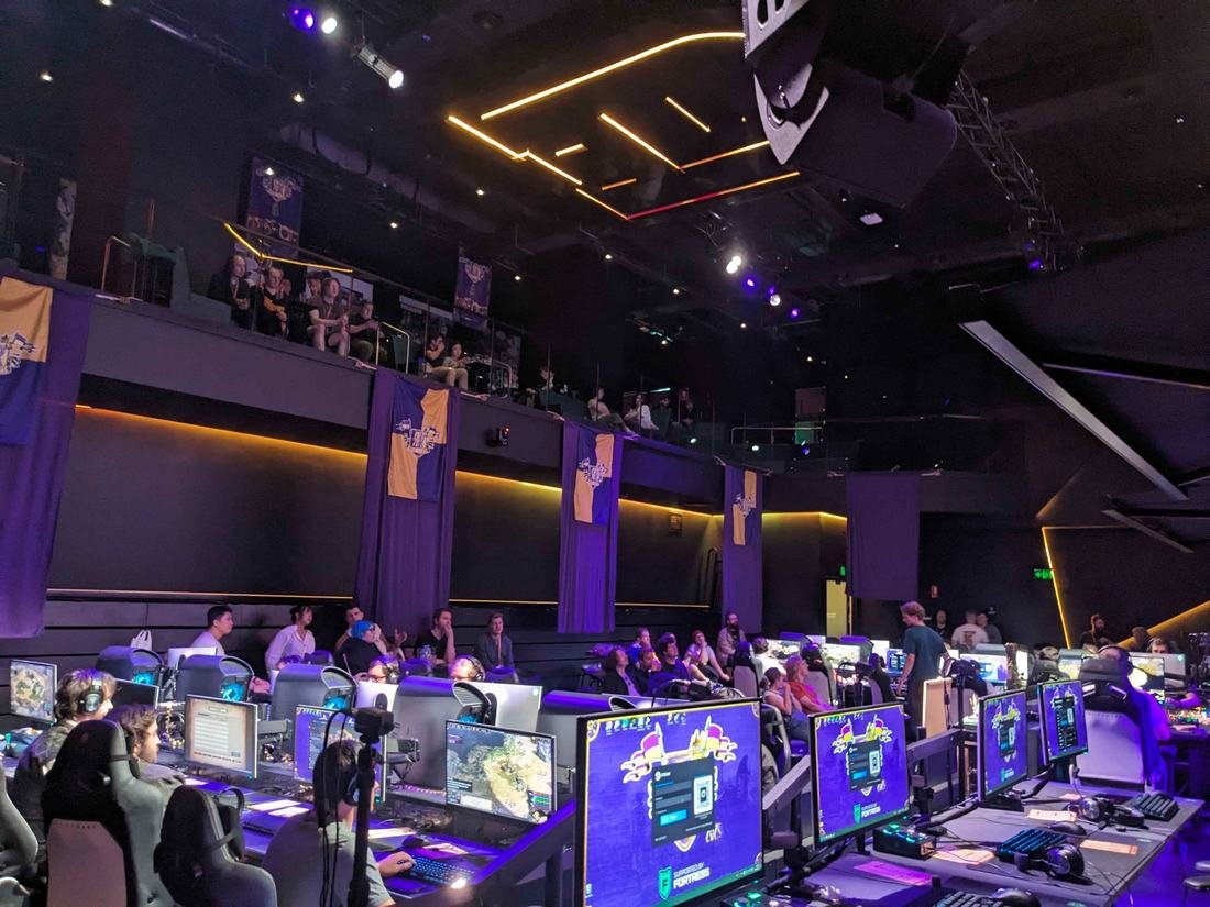Community Age of Empires event at Fortress Sydney with participants at computer stations